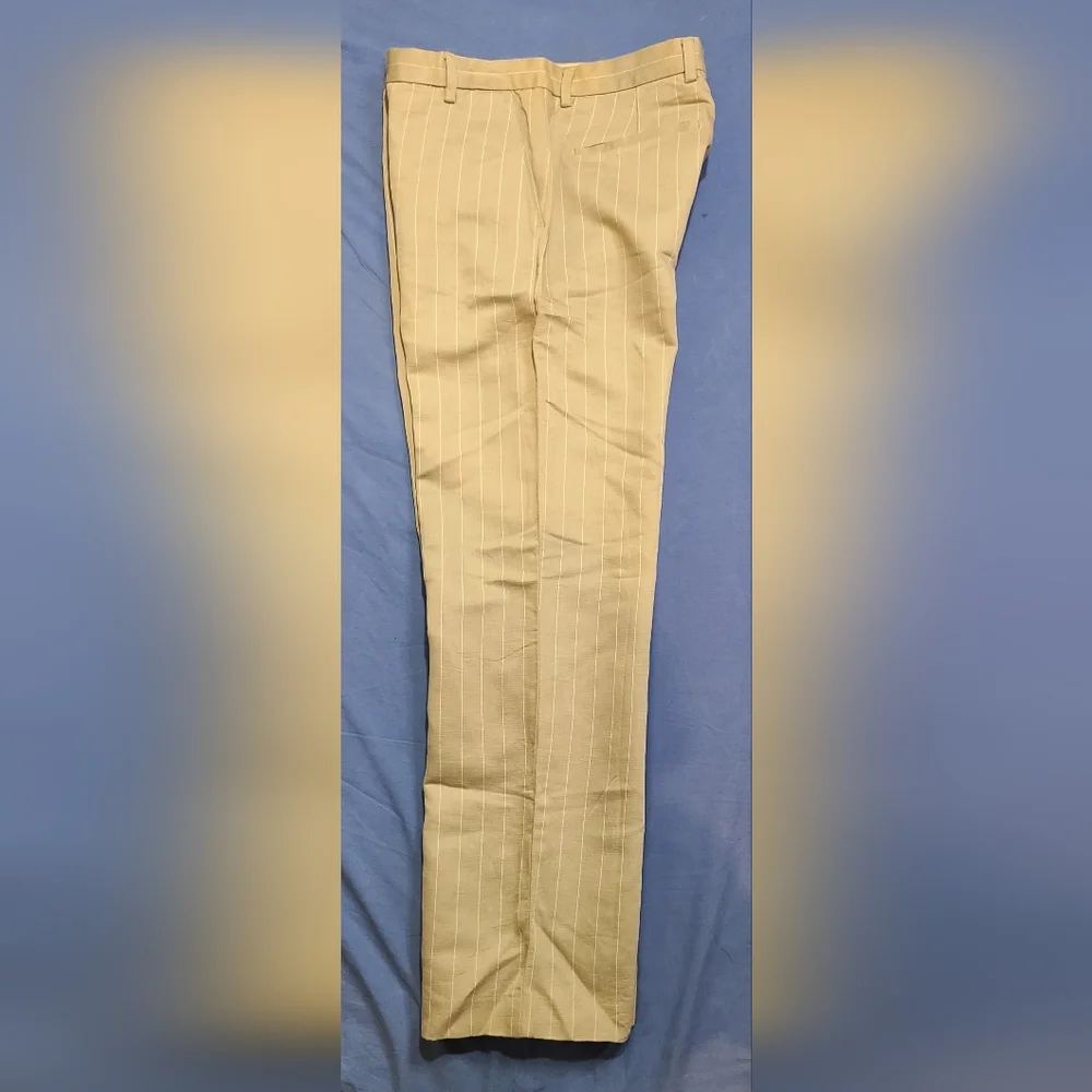 VTG Banana Republic Tan/White Striped Dress Pants Straight Leg 33/32 EUC